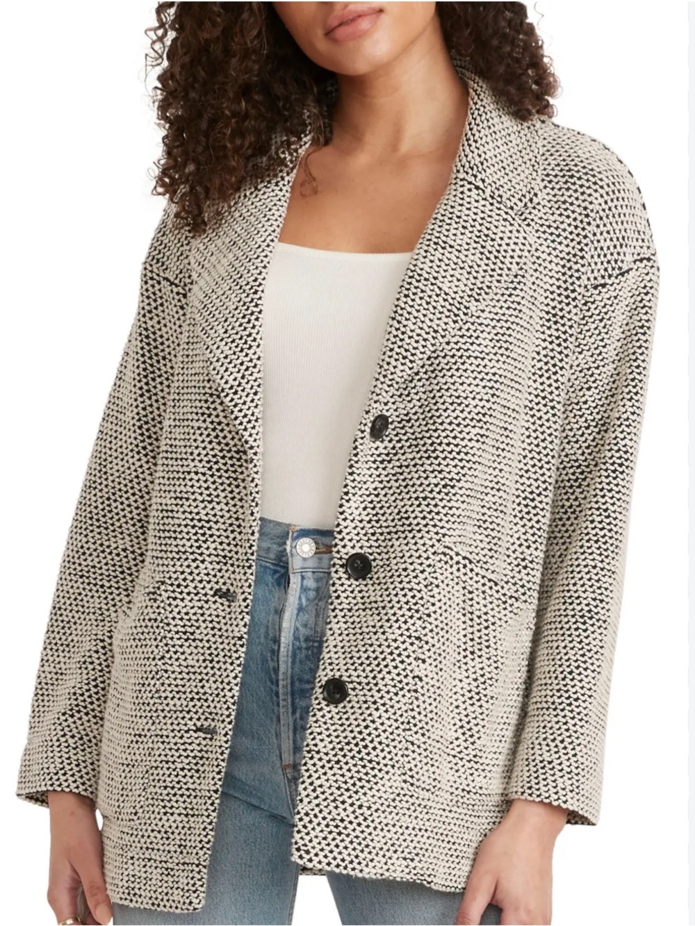 Marine Layer bird Eye Textured Knit Cardigan Blazer Size Small.